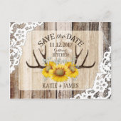 ひまわり〔雄ジカの〕枝角ウッドレース素朴日付の保存 案内ポストカード (正面)