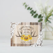 ひまわり〔雄ジカの〕枝角ウッドレース素朴日付の保存 案内ポストカード (スタンド正面)