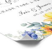 ひまわり 青い花 愛は甘い おやつをどうぞ ポスター (角)