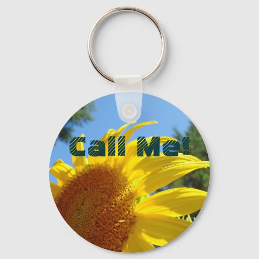 ひまわり 青空 ガーデンのキーチェーン「Call Me!」 キーホルダー (正面)