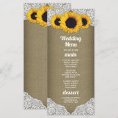 ひまわり 麻とレースのウェディングメニューカード メニュー (正面/裏面)