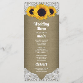 ひまわり 麻とレースのウェディングメニューボード メニュー