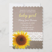 ひまわり 麻とレースのベビー発表 招待状 (正面)