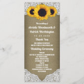 ひまわり 麻とレースのラスティックウェディングプログラム プログラム (正面)