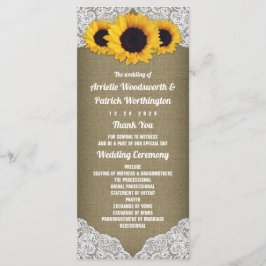 ひまわり 麻とレースのラスティックウェディングプログラム プログラム