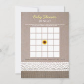 ひまわり 麻とレースの編み物 ベビーシャワー ビンゴ 招待状 (正面)