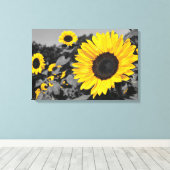ひまわり：黄色い色のスプラッシュ キャンバスプリント (インサイチュ (ウッドフロア))