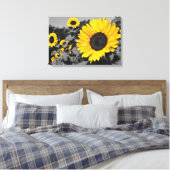 ひまわり：黄色い色のスプラッシュ キャンバスプリント (インサイチュ (寝室))