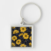 ひまわり、黄色と青の野生のひまわり キーホルダー (正面)