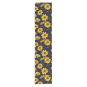 ひまわり、黄色と青の野生のひまわり ショートテーブルランナー (正面)