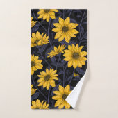 ひまわり、黄色と青の野生のひまわり バスタオルセット (ハンドタオル)