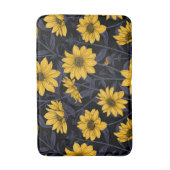 ひまわり、黄色と青の野生のひまわり バスマット (正面縦)