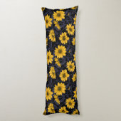 ひまわり、黄色と青の野生のひまわり ボディピロー (裏面 (縦))