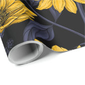 ひまわり、黄色と青の野生のひまわり ラッピングペーパー (ロールコーナー)