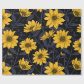ひまわり、黄色と青の野生のひまわり ラッピングペーパー (フラット)