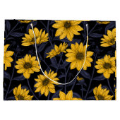 ひまわり、黄色と青の野生のひまわり ラージペーパーバッグ (裏面)