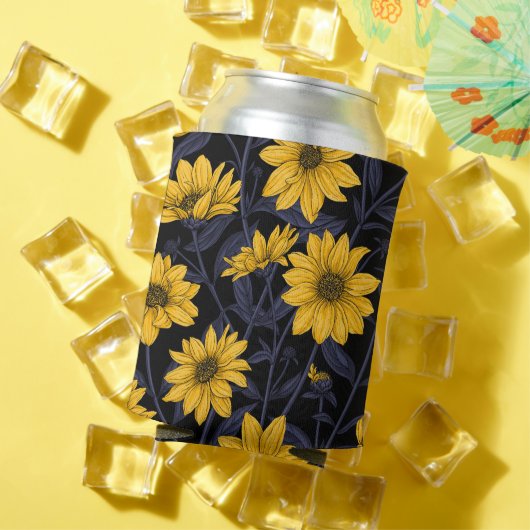 ひまわり、黄色と青の野生のひまわり 缶クーラー (インサイチュ 夏)