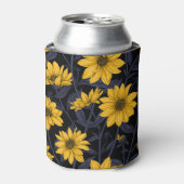 ひまわり、黄色と青の野生のひまわり 缶クーラー (缶正面)