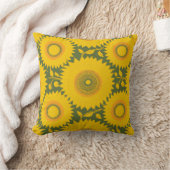 ひまわり – 黄色のフローラデザイン クッション (ブランケット)