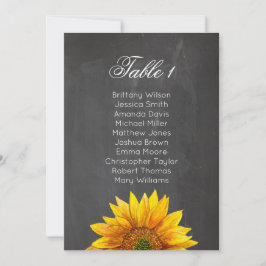 ひまわり。黒板フローラ結婚の座席表 招待状