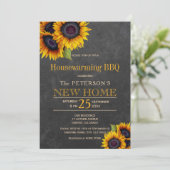 ひまわり 黒板 秋の新築パーティー BBQ 招待状 (スタンド正面)