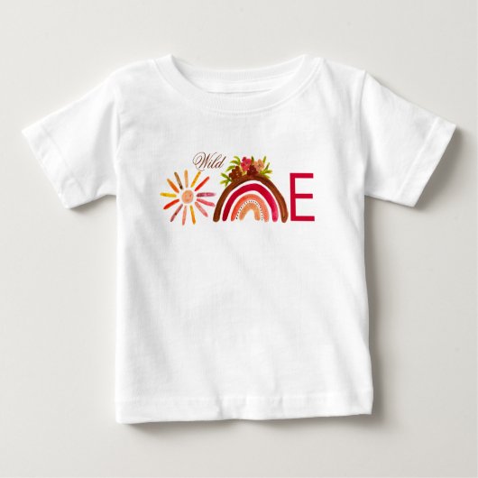 ひまわり 1歳 誕生日 水彩画 黄色 太陽の女の子 ベビーTシャツ (正面)