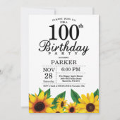 ひまわり 100歳の誕生日招待状 招待状 (正面)