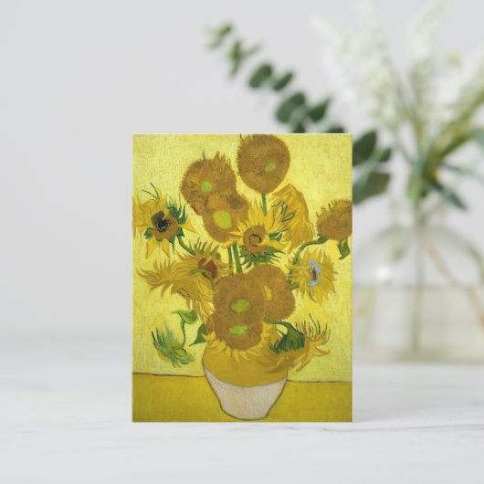 ひまわり (15本) ポストカード (スタンド正面)
