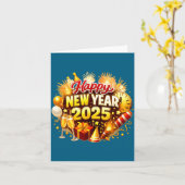 ひまわり 2026 お正月 楽しい リボン 蝴蝶 カード (黄色い花)