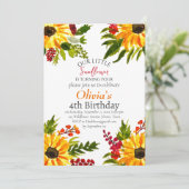 ひまわり 4歳 誕生日 カントリー フラワーリング 招待状 (スタンド正面)