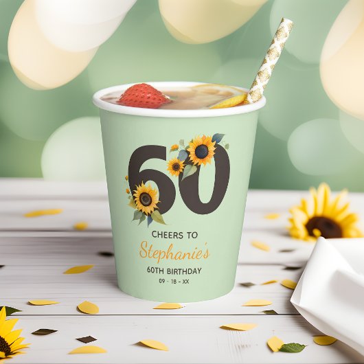 ひまわり 60歳の誕生日おめでとう ペーパカップ 紙コップ