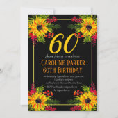 ひまわり 60歳の誕生日 黄色の花 大人 招待状 (正面)