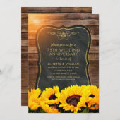 ひまわり 75周年 結婚記念日 ラスティック オータム 招待状 (正面/裏面)