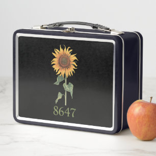 ひまわり 8647 86 47 サブタイル アンチ トランプ フラワー ボヘミアン メタルランチボックス