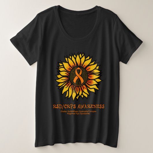 ひまわり/Awareness...RSD/CRPS プラスサイズTシャツ (デザイン正面)