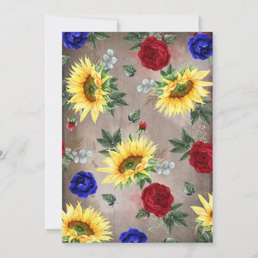 ひまわり – BurgundyとNavy Blue赤ちゃんシャワー 招待状 (裏面)