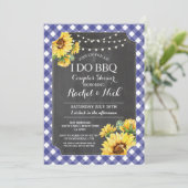 ひまわり I DO BBQ カップルシャワー ギンガム 招待状 (スタンド正面)