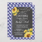 ひまわり I DO BBQ カップルシャワー ギンガム 招待状 (正面/裏面)