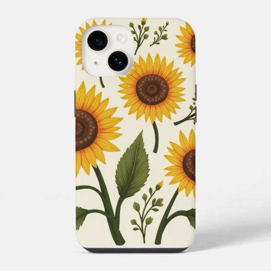 ひまわり iPhone 14 カーゼ iPhoneケース (裏面)