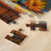ひまわりBによる印象派の猫の油絵 ジグソーパズル (側面)