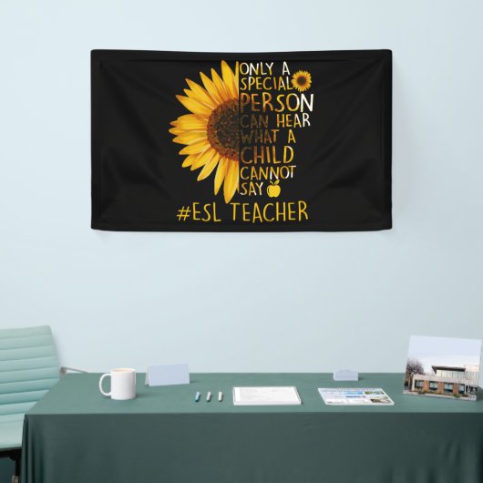 ひまわりESL先生特別人聞こえる 横断幕 (トレードショー)