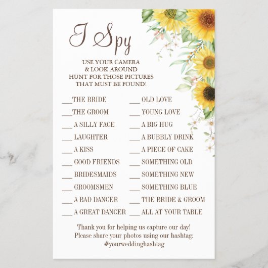 ひまわりIスパイウェディングレセプションゲームカード チラシ (正面)