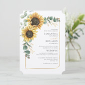 ひまわりQRコードオールインワンフラワーの結婚式 招待状 (スタンド正面)