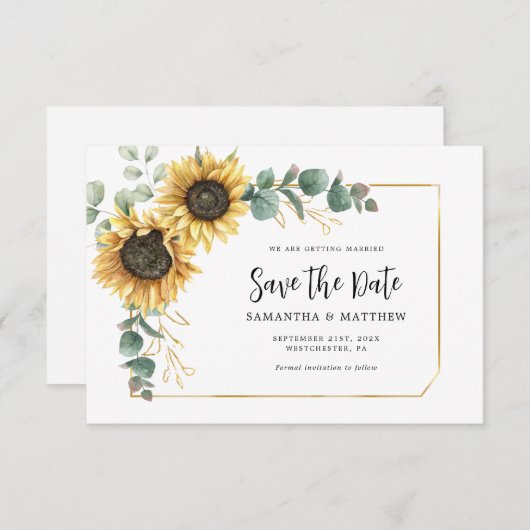 ひまわりQRコード結婚式の日付を保存 (正面/裏面)