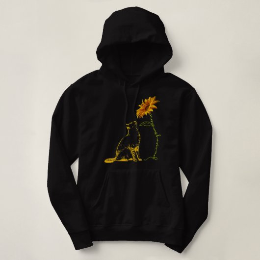 ひまわりTシャツの下で休む黄色い猫 パーカ (デザイン正面)