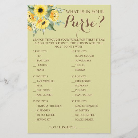 ひまわりWhat's in your Compending Shower Game Card チラシ (正面)