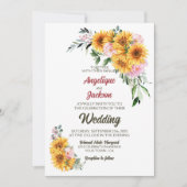 ひまエレガントフラワーピンク結婚ローズ 招待状 (正面)