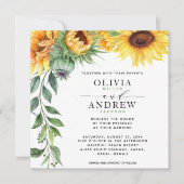 ひまエレガントモダン花の水結婚色 招待状 (正面)