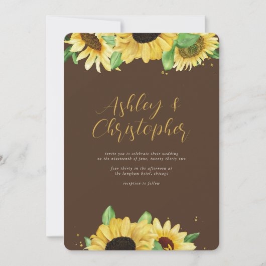 ひまエレガント素朴わり茶色結婚式招待状 招待状 (正面)