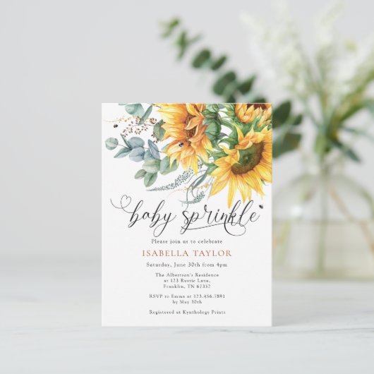 ひまエレガント素朴わ赤ちゃんシャワー散水 インビテーションポストカード (スタンド正面)